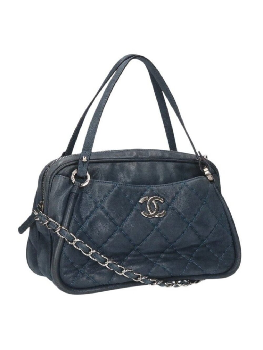 Chanel Quilted Suede Leather Chain Shoulder Bag